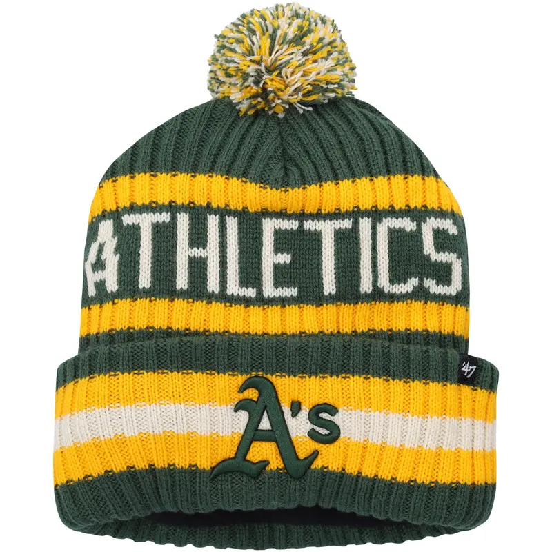 '47 Athletics Green Bering Cuffed Knit Beanie With Pom-Pom 1