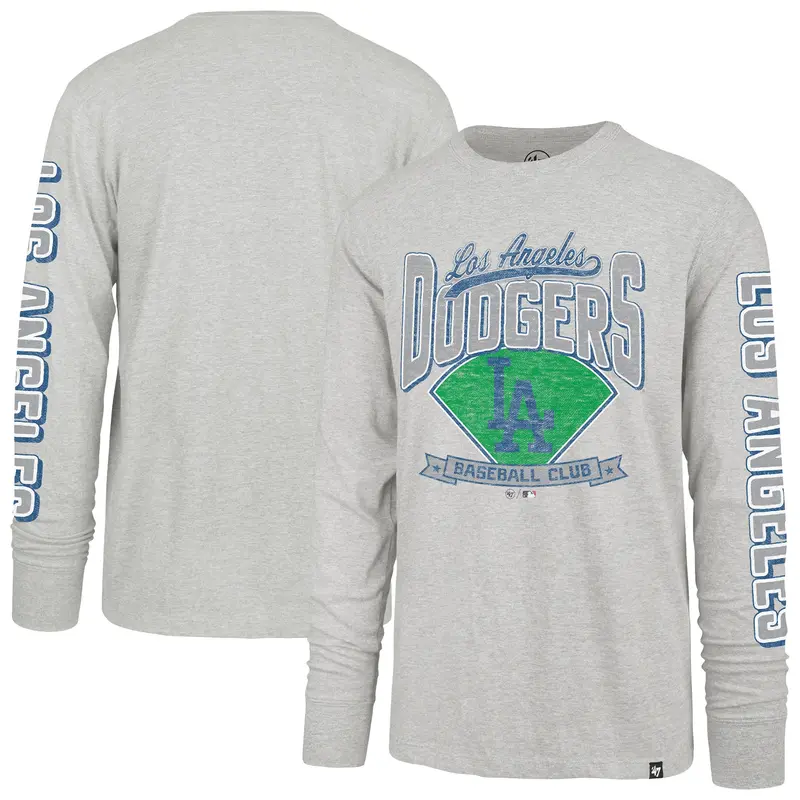 '47 Big & Tall Dodgers Franklin Distressed Long Sleeve – Gray 1