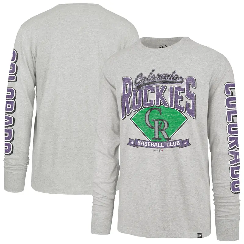 '47 Brand Men'S Colorado Rockies Fair Ball Franklin Long Sleeve T-Shirt (Gray) 1