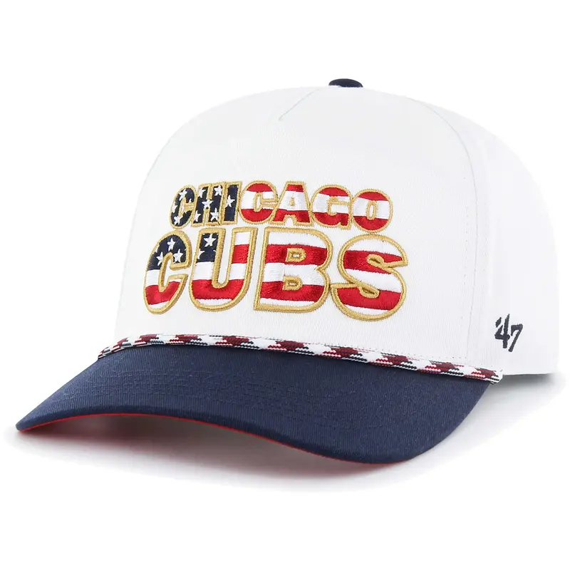 '47 Men'S Chicago Cubs Flag Script White Snapback Hat 1
