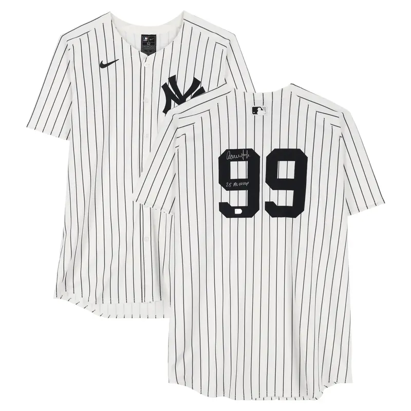 Aaron Judge Autographed White Yankees Replica Jersey – '25 Al Mvp' Inscribed 1