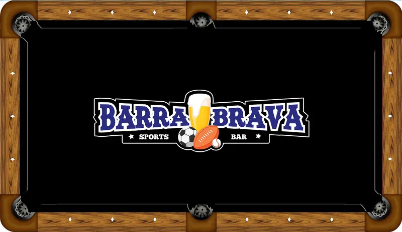 Barra Brava Sports Bar Custom Pool Table Felt – Vibrant Latin Sports-Themed Billiard Cloth 1