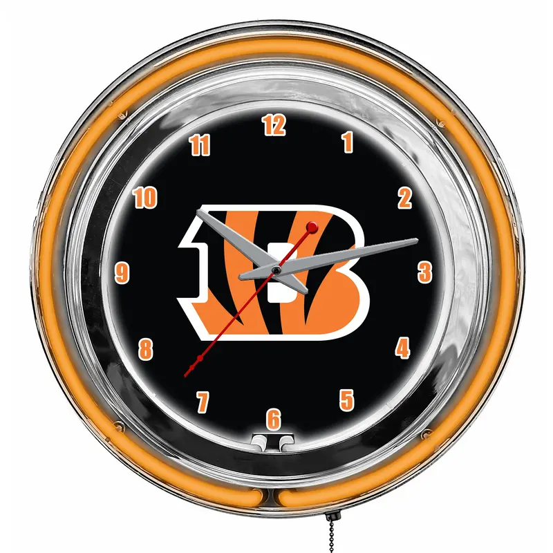 Cincinnati Bengals 14-Inch Glow-In-The-Dark Neon Wall Clock 1