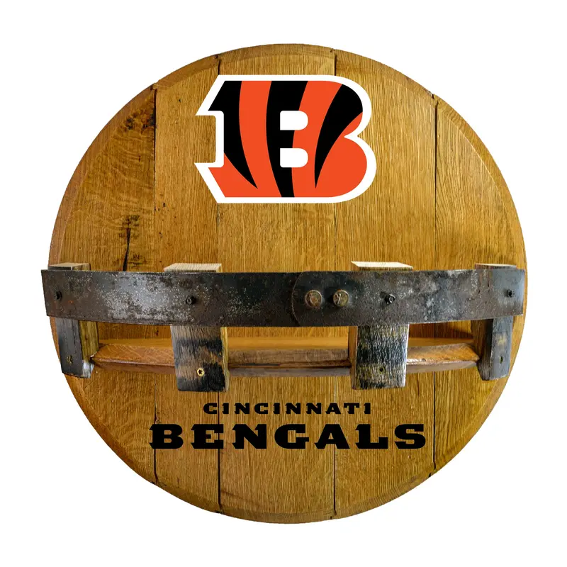 Cincinnati Bengals Solid Oak Display Shelf For Bar Or Den 1