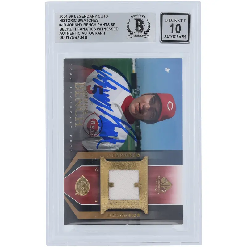 Johnny Bench Cincinnati Reds Autographed Historic Jersey Relic – 2004 Upper Deck Sp, Beckett Authenticated 1