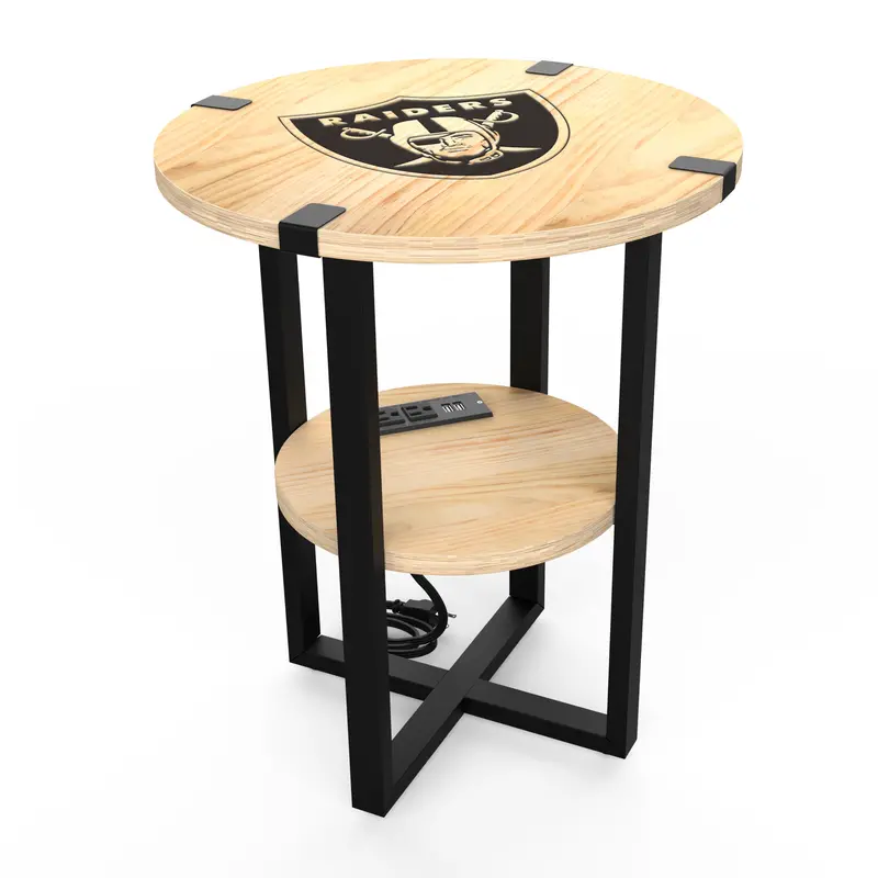 Las Vegas Raiders Side Table With Embedded Wireless Charging Module 1