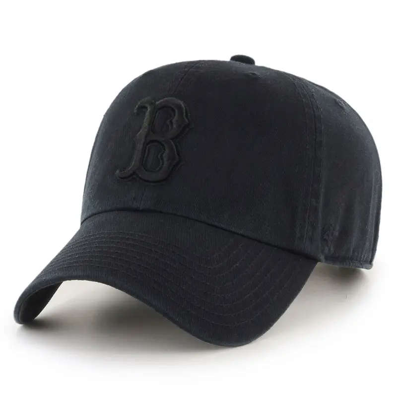 Men’S '47 Boston Red Sox Black Team Logo Clean Up Adjustable Hat 1
