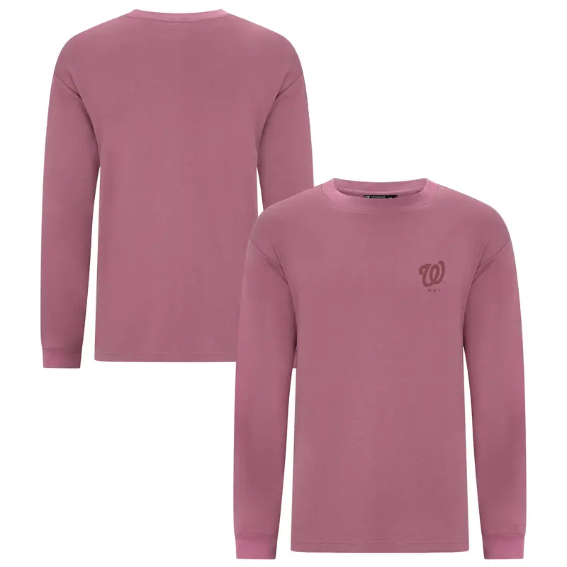 Men'S Levelwear Washington Nationals Pink Bridal Rose Luxe Signature Long Sleeve T-Shirt 1