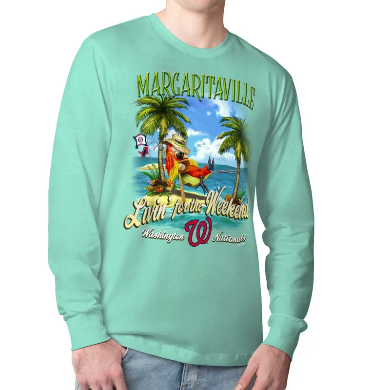 Men'S Margaritaville Washington Nationals Mint 'Livin’ For The Weekend' Long Sleeve Tee 1