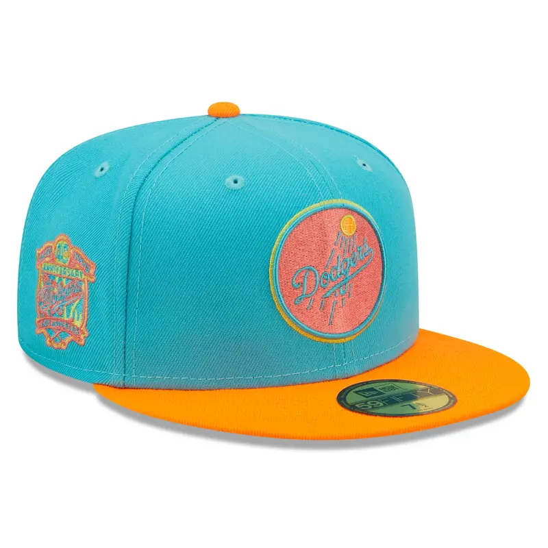 Men'S New Era Los Angeles Dodgers Vice Highlighter 59Fifty Fitted Hat In Blue & Orange 1