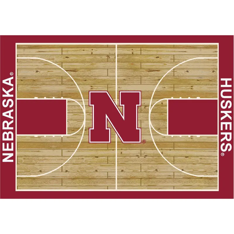 Nebraska Cornhuskers 4X6 Courtside Basketball Rug 1