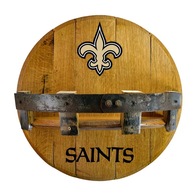 New Orleans Saints Solid Oak Bar Shelf With Team Logo Design 1