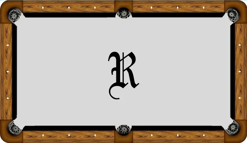 Old English R Custom Pool Table Felt – Vintage Typography Printed Billiard Cloth 1