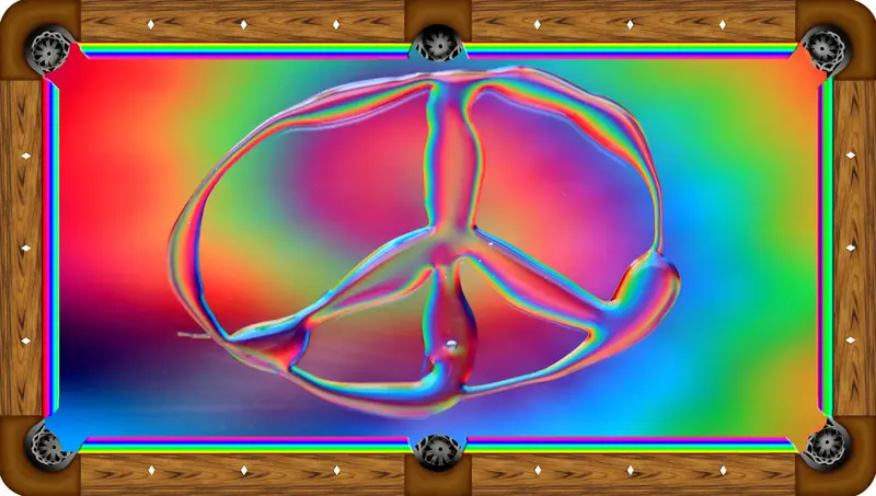 Rainbow Peace Sign Custom Billiard Felt – 7Ft–9Ft Pool Table Cloth 1