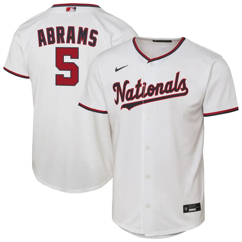 Youth Nike Cj Abrams Washington Nationals White Replica Jersey 1