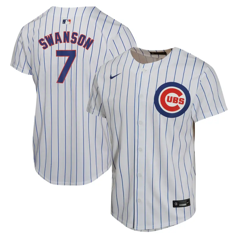 Youth Nike Dansby Swanson Chicago Cubs White Home Jersey 1