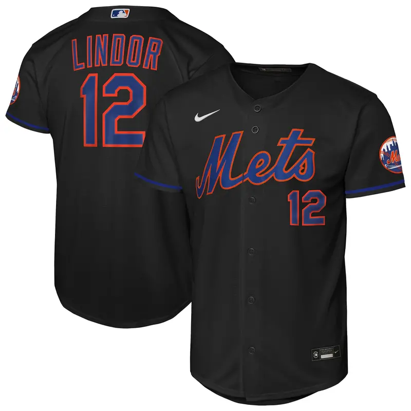 Youth Nike Francisco Lindor Black Ny Mets Alternate Jersey 1