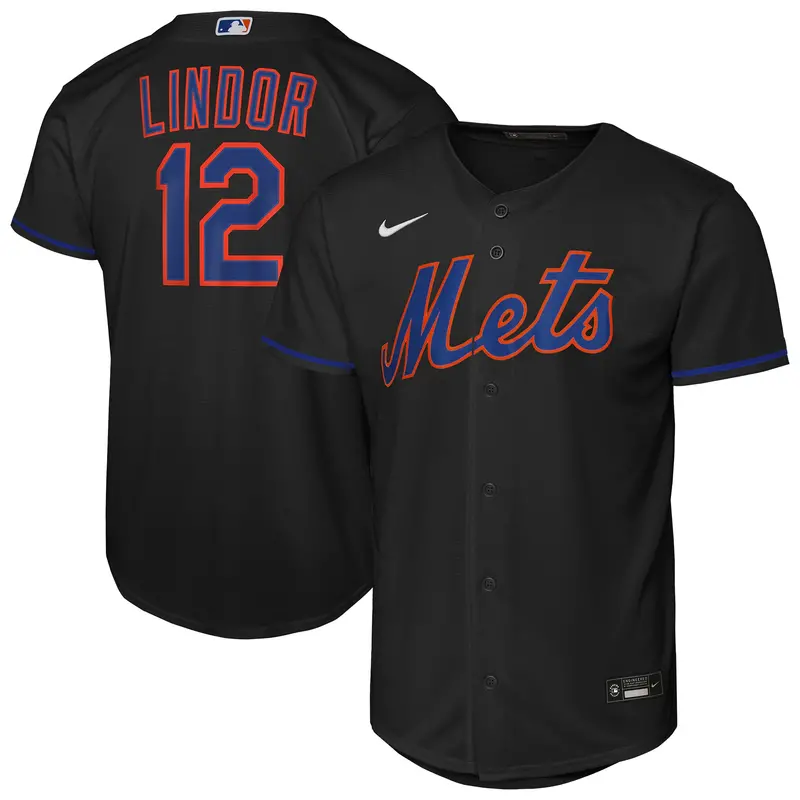 Youth Nike Francisco Lindor Black Ny Mets Alternate Replica Jersey 1
