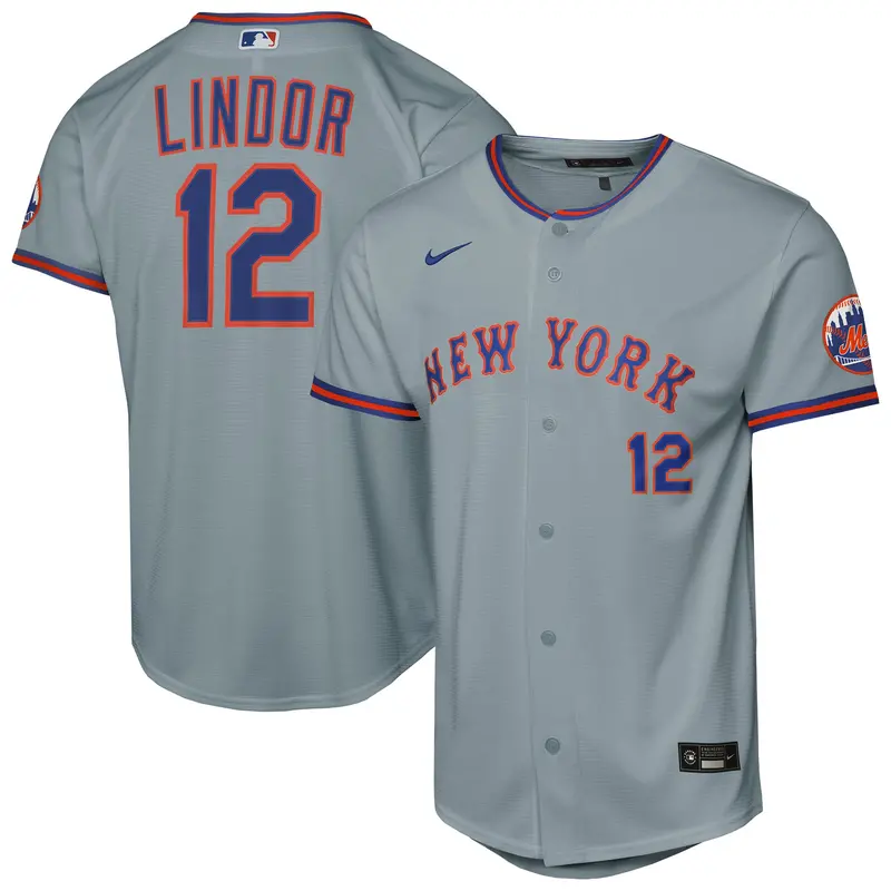 Youth Nike Francisco Lindor Gray Ny Mets Road Jersey 1