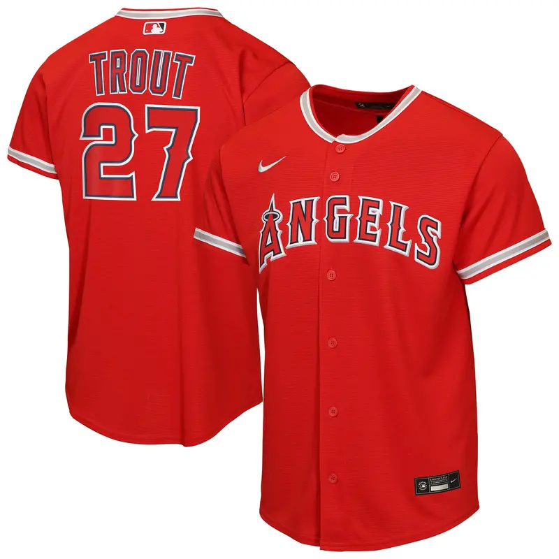 Youth Nike Mike Trout Red La Angels Alternate Replica Jersey 1