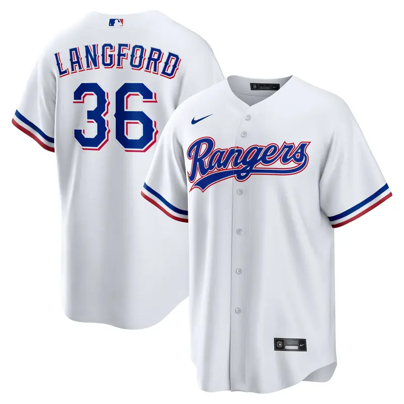 Youth Nike Wyatt Langford White Texas Rangers Home Replica Jersey 1