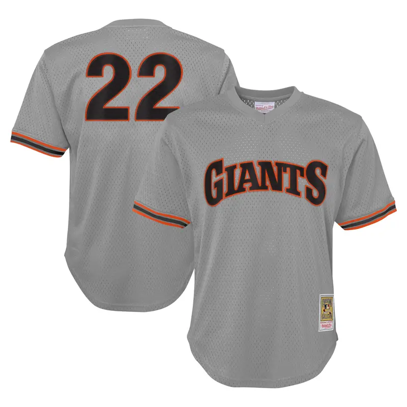 Youth Will Clark Gray Giants Cooperstown Mesh Practice Jersey By Mitchell & Ness 1