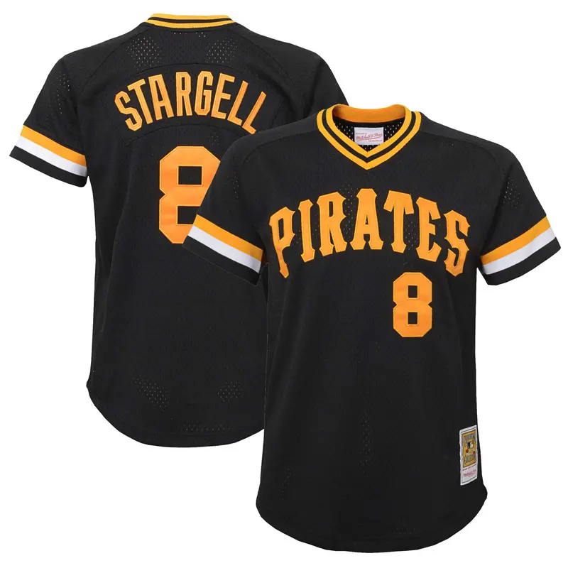 Youth Willie Stargell Black Pirates Cooperstown Mesh Practice Jersey By Mitchell & Ness 1
